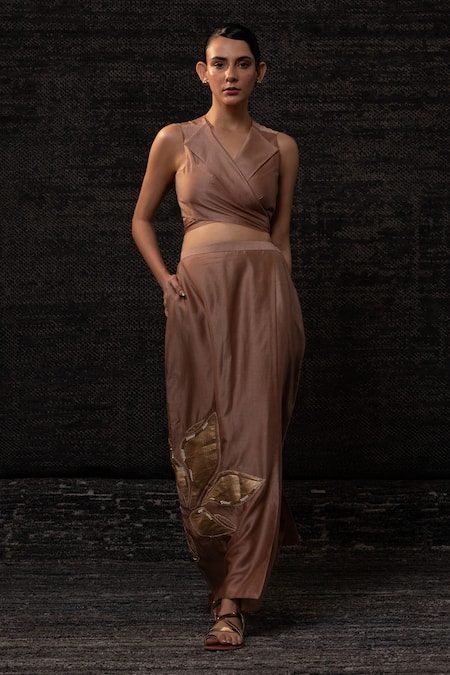 Eeda Chanderi Silk Vest With Skirt 