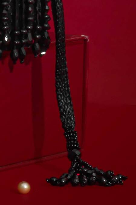 Amyra_Black Beads, Tassels, Embroidery, Fringe Tilora Mini Potli -_Online_at_Aza_Fashions