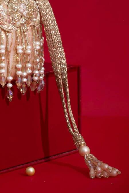 Buy_Amyra_Pink Beads, Cut Work, Embroidery, Pearls, Vivaah Embellished Mini Potli - _Online_at_Aza_Fashions