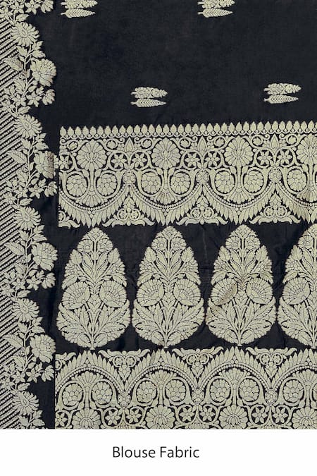 Buy Naintara Bajaj Black Silk, Brocade Zari Sweetheart Neck Flower Woven Saree With Blouse Buy_Naintara Bajaj_Black Silk, Brocade Zari Sweetheart Neck Flower Woven Saree With Blouse