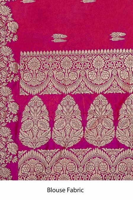 Buy_Naintara Bajaj_Pink Brocade, Silk Zari Sweetheart Neck Flower Woven Saree With Solid Blouse 