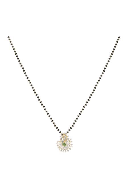 Shop Sica Jewellery Green 925 Silver Treta Mangalsutra at Aza Fashions Shop_Sica Jewellery_Green 925 Silver Treta Mangalsutra _at_Aza_Fashions