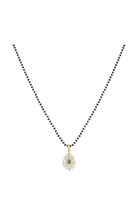 Shop Sica Jewellery Green 925 Silver Kaveri Mangalsutra at Aza Fashions Shop_Sica Jewellery_Green 925 Silver Kaveri Mangalsutra _at_Aza_Fashions