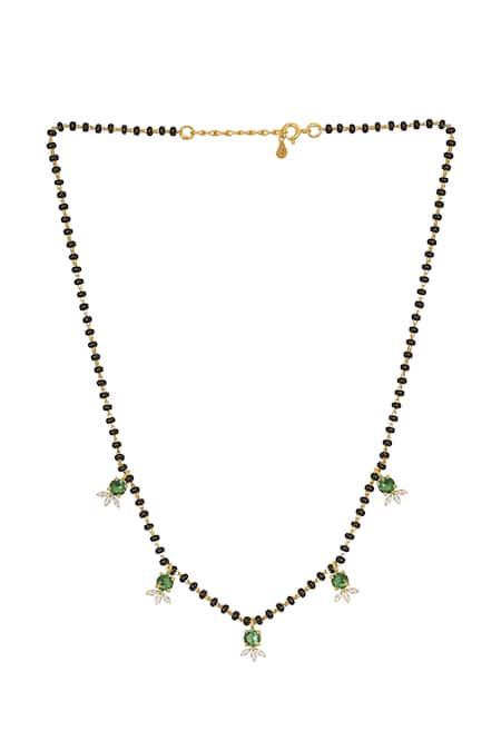 Shop Sica Jewellery Green 925 Silver Sumana Mangalsutra at Aza Fashions Shop_Sica Jewellery_Green 925 Silver Sumana Mangalsutra _at_Aza_Fashions