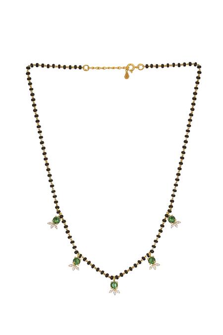 Sica Jewellery Green 925 Silver Sumana Mangalsutra Online at Aza Fashions Sica Jewellery_Green 925 Silver Sumana Mangalsutra _Online_at_Aza_Fashions