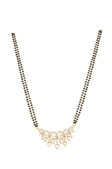 Shop Sica Jewellery White 925 Silver Viren Double Line Mangalsutra at Aza Fashions Shop_Sica Jewellery_White 925 Silver Viren Double Line Mangalsutra _at_Aza_Fashions