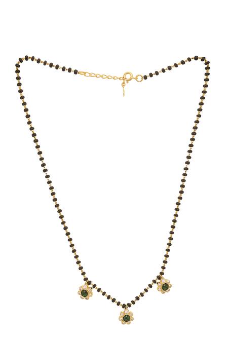 Sica Jewellery Green 925 Silver Floral Mangalsutra Online at Aza Fashions Sica Jewellery_Green 925 Silver Floral Mangalsutra _Online_at_Aza_Fashions