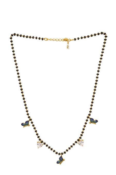 Sica Jewellery_Blue 925 Silver Nivara Enamelled Butterfly Mangalsutra _Online_at_Aza_Fashions