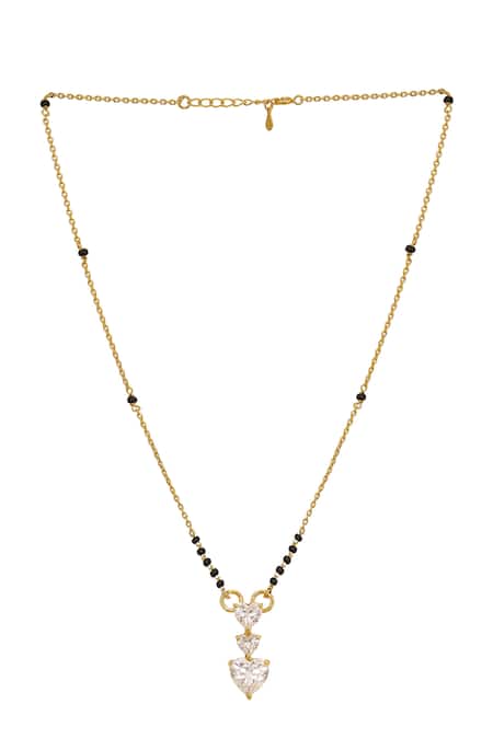 Shop Sica Jewellery White 925 Silver 3 Tier Heart Mangalsutra at Aza Fashions Shop_Sica Jewellery_White 925 Silver 3 Tier Heart Mangalsutra _at_Aza_Fashions