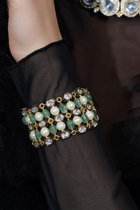 Joules By Radhika Beaded & Pearl Studded Bracelet 