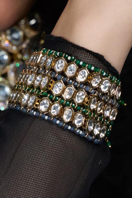 Joules By Radhika_Multi Color Crystals, Beads, Stones Cascade Bracelet _Online_at_Aza_Fashions