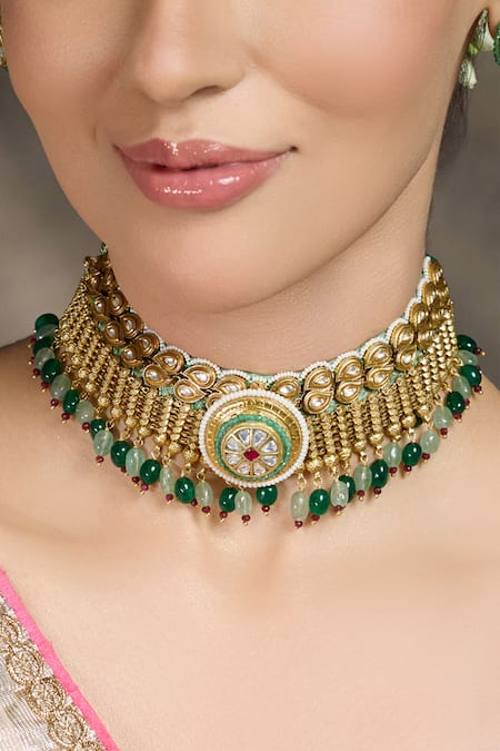 Joules By Radhika Grace Aura Antique Embellished Choker Set 