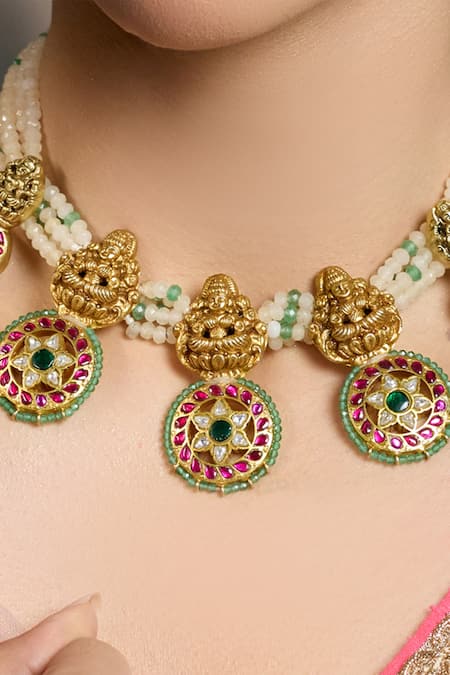 Joules by Radhika_Multi Color Ethnic Beaded Embellished Pendant Necklace _Online_at_Aza_Fashions
