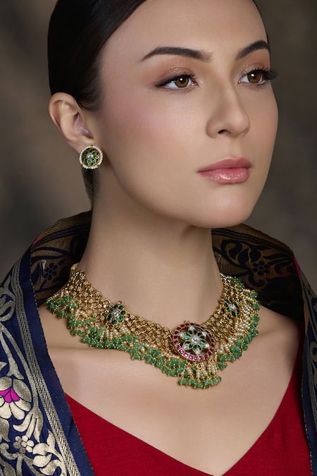 Joules By Radhika Suvarna Shaadi Embellished Necklace Set