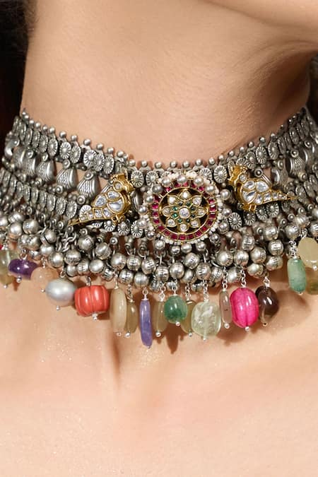 Joules By Radhika Multi Color Vibrant Boho Choker Necklace Online at Aza Fashions Joules By Radhika_Multi Color Vibrant Boho Choker Necklace_Online_at_Aza_Fashions