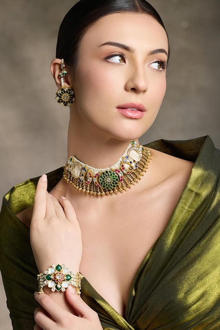 Joules By Radhika Majestic Gemwoven Splendor Embellished Necklace Set