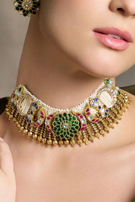 Joules By Radhika Majestic Gemwoven Splendor Embellished Necklace Set