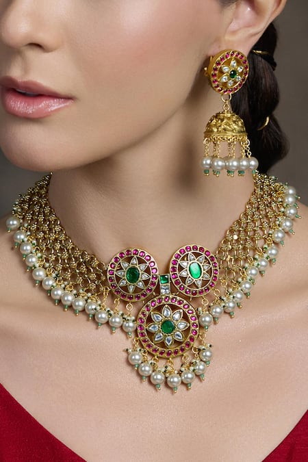 Joules By Radhika Meher Malika Embellished Bridal Necklace Set