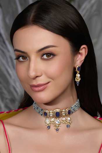 Joules by Radhika Majestic Sapphire Glow Embellished Necklace Set 