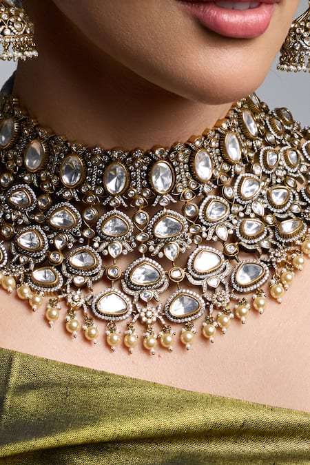 Joules By Radhika Gold Plated Stones, Pearls Sakura Sitara Embellished Necklace Set Online at Aza Fashions Joules By Radhika_Gold Plated Stones, Pearls Sakura Sitara Embellished Necklace Set _Online_at_Aza_Fashions