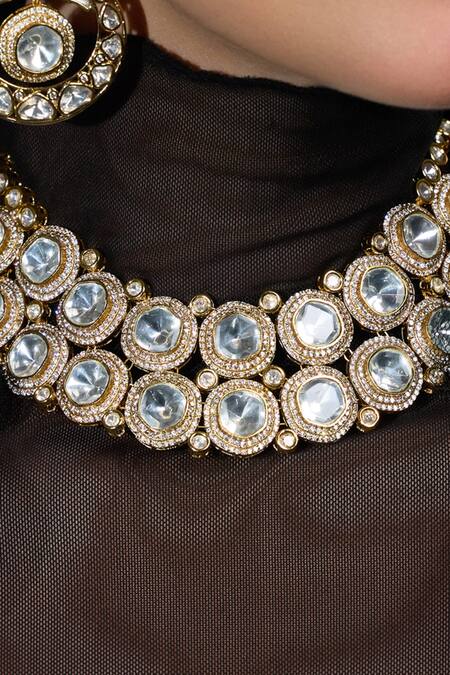 Joules By Radhika Gold Plated Stones, Crystals Heerani Kundan Choker Necklace Set Online at Aza Fashions Joules By Radhika_Gold Plated Stones, Crystals Heerani Kundan Choker Necklace Set_Online_at_Aza_Fashions