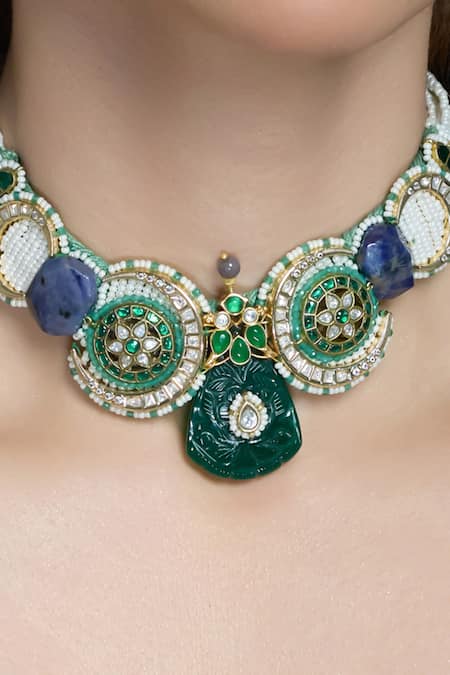 Joules By Radhika Multi Color Beads, Stones, Pearls, Crystals Samar Embellished Necklace Set Online at Aza Fashions Joules By Radhika_Multi Color Beads, Stones, Pearls, Crystals Samar Embellished Necklace Set _Online_at_Aza_Fashions