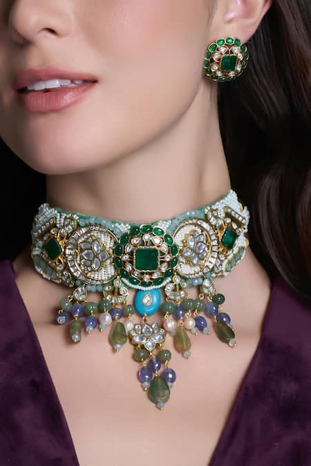 Joules By Radhika Saanvi Kundan Embellished Choker Set