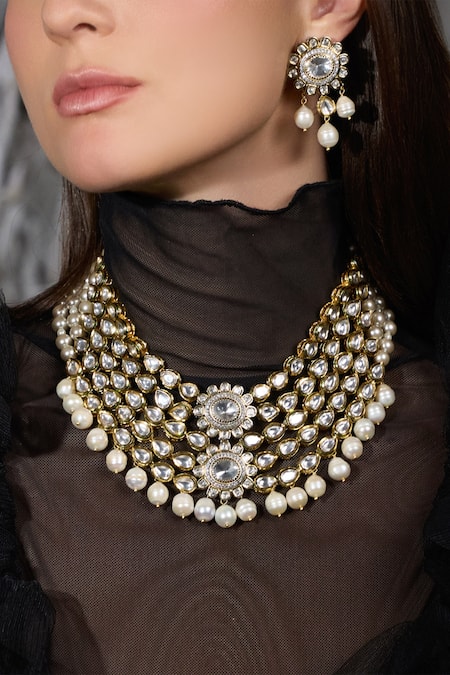 Joules By Radhika Sitara Pearl Cascade Embellished Necklace Set