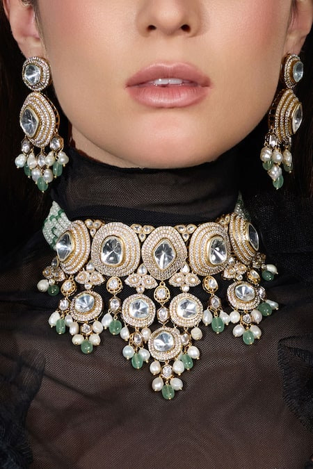 Joules By Radhika Ira Crystal Dewdrop Embellished Necklace Set 