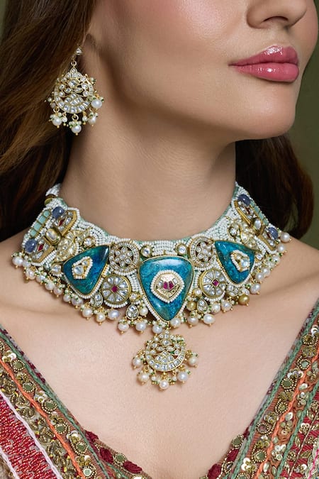 Joules By Radhika Neelaya Heritage Enamel Necklace Set 