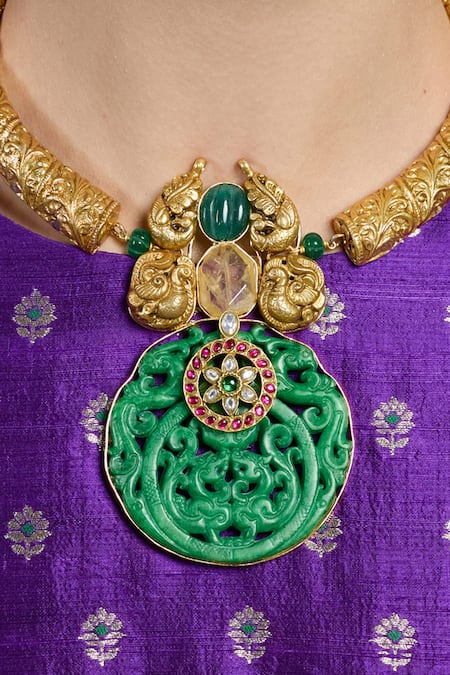 Joules By Radhika_Multi Color Emerald Royalty Necklace _Online_at_Aza_Fashions