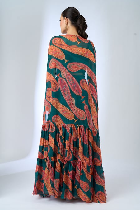 Samyukta Singhania Paisley Pattern Cape & Pant Set 