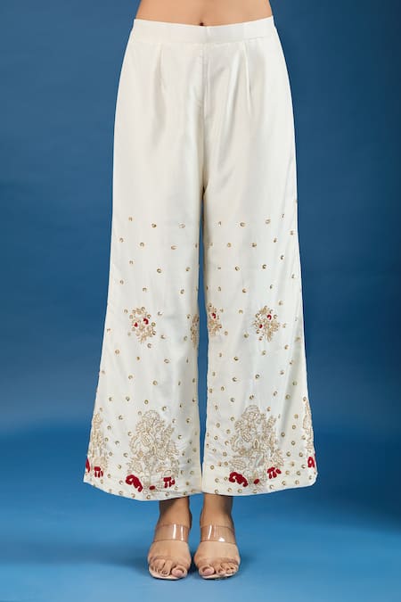 Samyukta Singhania Cream Silk, Organza Zari, Sequins, Pearls, Embroidery Round Butti Kurta Set Online at Aza Fashions Samyukta Singhania_Cream Silk, Organza Zari, Sequins, Pearls, Embroidery Round Butti Kurta Set _Online_at_Aza_Fashions