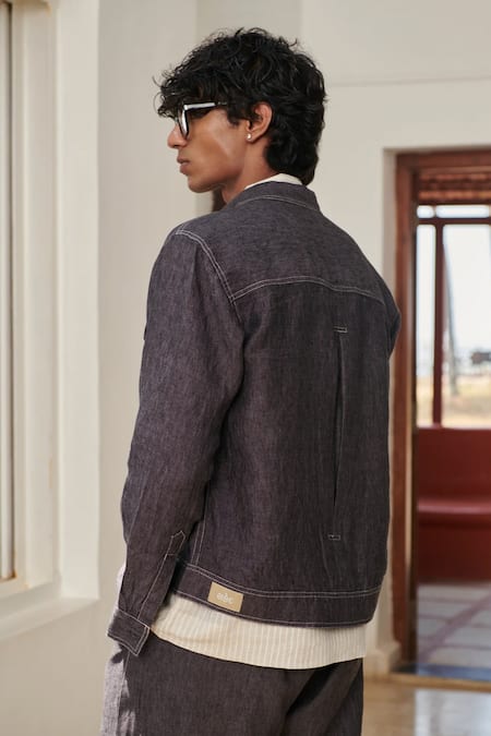 Saphed Graphite Linen Denim Jacket 