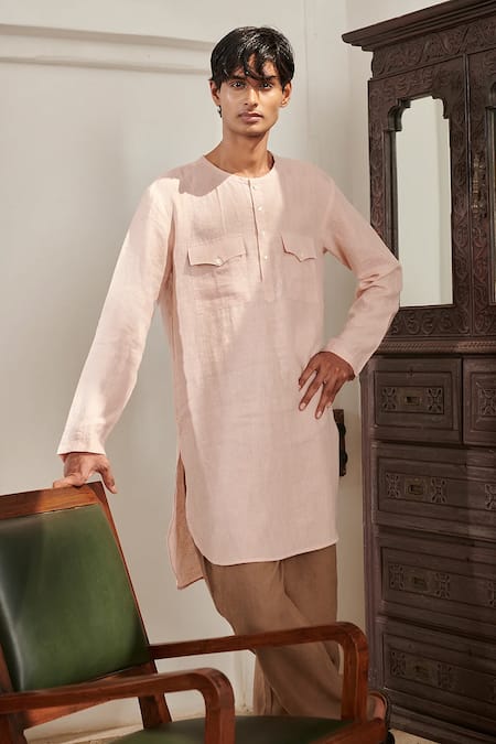Saphed Blush Mousse Kurta Set 