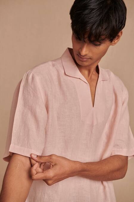 Buy_Saphed_Blush Linen Popover Shirt 