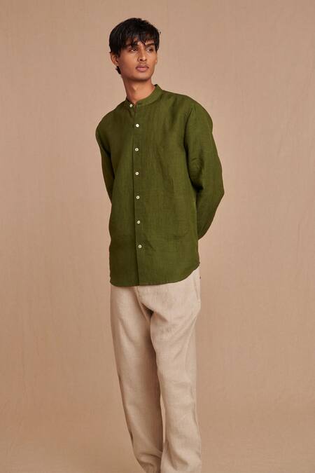 Buy_Saphed_Off White Linen Undyed Jogger Pant _Online_at_Aza_Fashions