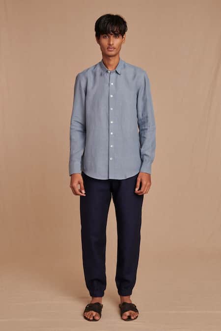 Saphed Neel Linen Denim Jogger Pant 