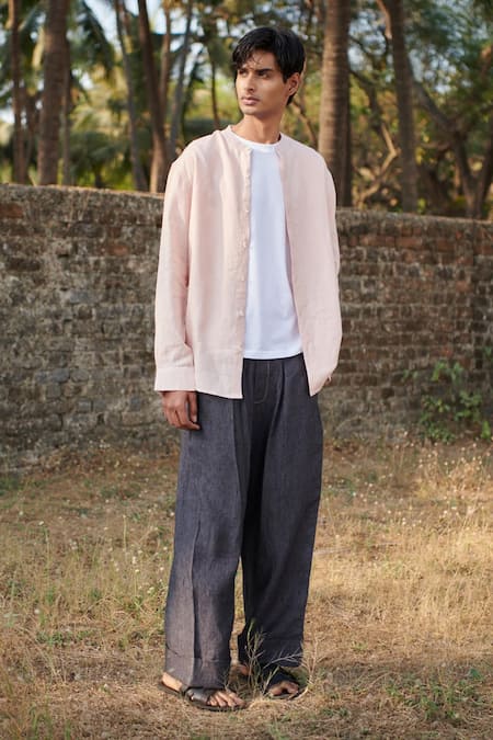 Saphed Graphite Linen Denim Baggy Pant 