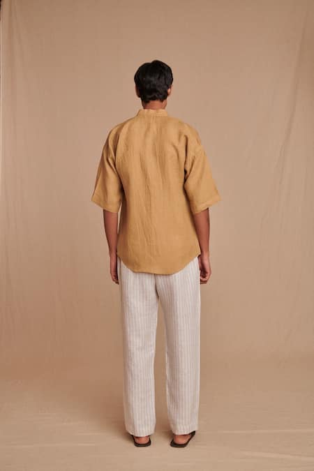Saphed Undyed Boldstripe Linen Lounge Pant 