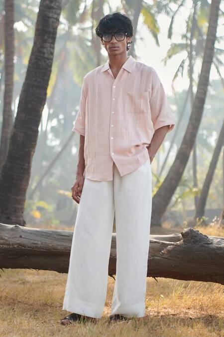 Buy_Saphed_White Linen Taj Pyjama Pant _Online_at_Aza_Fashions