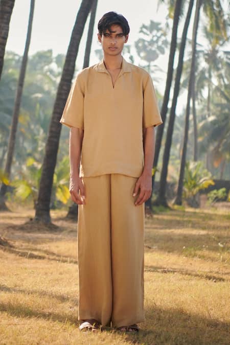 Buy_Saphed_Beige Linen Husk Pyjama Pant 