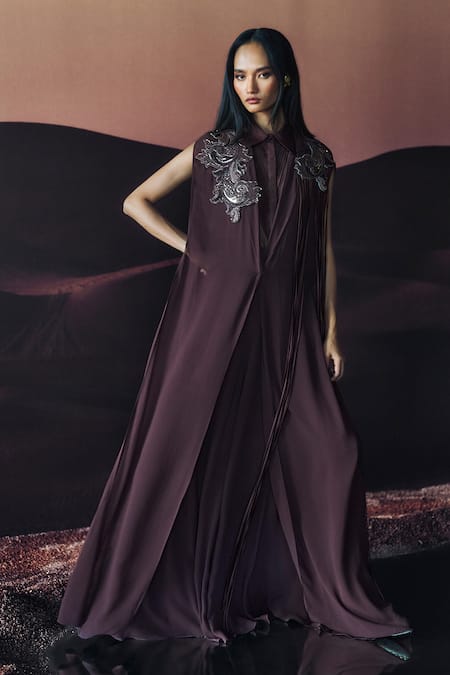 Shop Pankaj & Nidhi Brown Georgette Araquis Moonlit Grace Pant Online at Aza Fashions Shop_Pankaj & Nidhi_Brown Georgette Araquis Moonlit Grace Pant _Online_at_Aza_Fashions