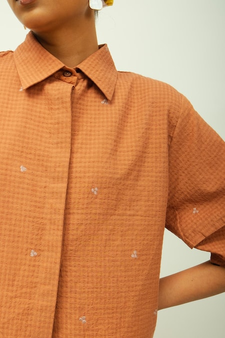 Buy OFRIDA Brown Mira Bloom Hand Painted Print Pant Online at Aza Fashions Buy_OFRIDA_Brown Mira Bloom Hand Painted Print Pant _Online_at_Aza_Fashions