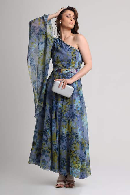 Koswi Floral Print Dress With Belt 