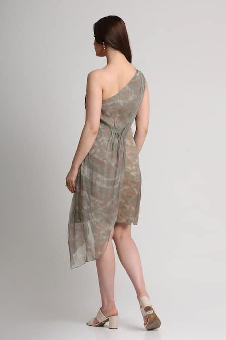 Koswi One Shoulder Printed Dress 