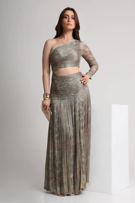 Koswi Abstract Print Ruched Dress 