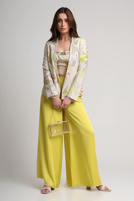Koswi Floral Print Blazer & Pant Set 