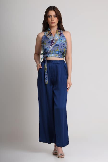 Koswi Floral Print Top With Pant 
