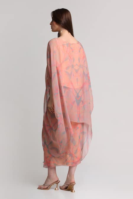 Koswi Abstract Print Kaftan & Skirt Set 